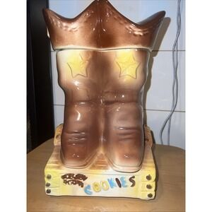 American Bisque USA CowBoy Boots Cookie Jar Western VTG Rodeo